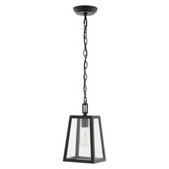 JONATHAN Y Glendale 6.75 in. Black/Clear Iron/Glass Outdoor LED Pendant Light