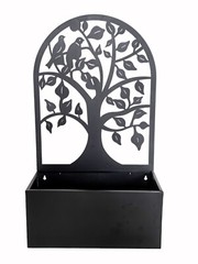 26.5″ H Metal Hanging Planter Antique Black Garden Metal Wall Decor