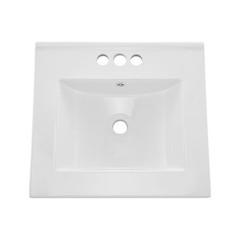 VEVOR Semi Recessed Bathroom Sink White Drop-In Sink 20.08 x 18.31 Inch Ceramic