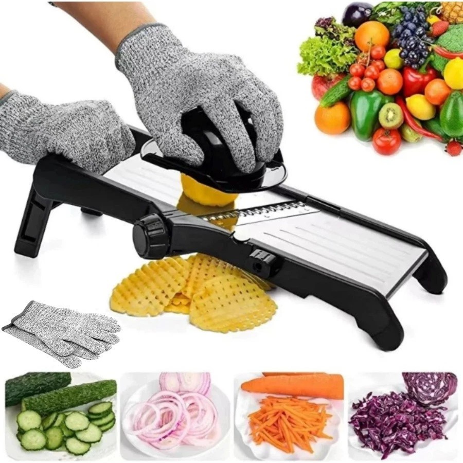 Vegetable Food Slicer Mandoline 7-in-1 Adjustable Stainless Potato Tomato Onion