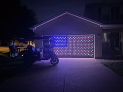 Large outdoor light up American flag net light for 4th of July. 6.5ft by 13ft.