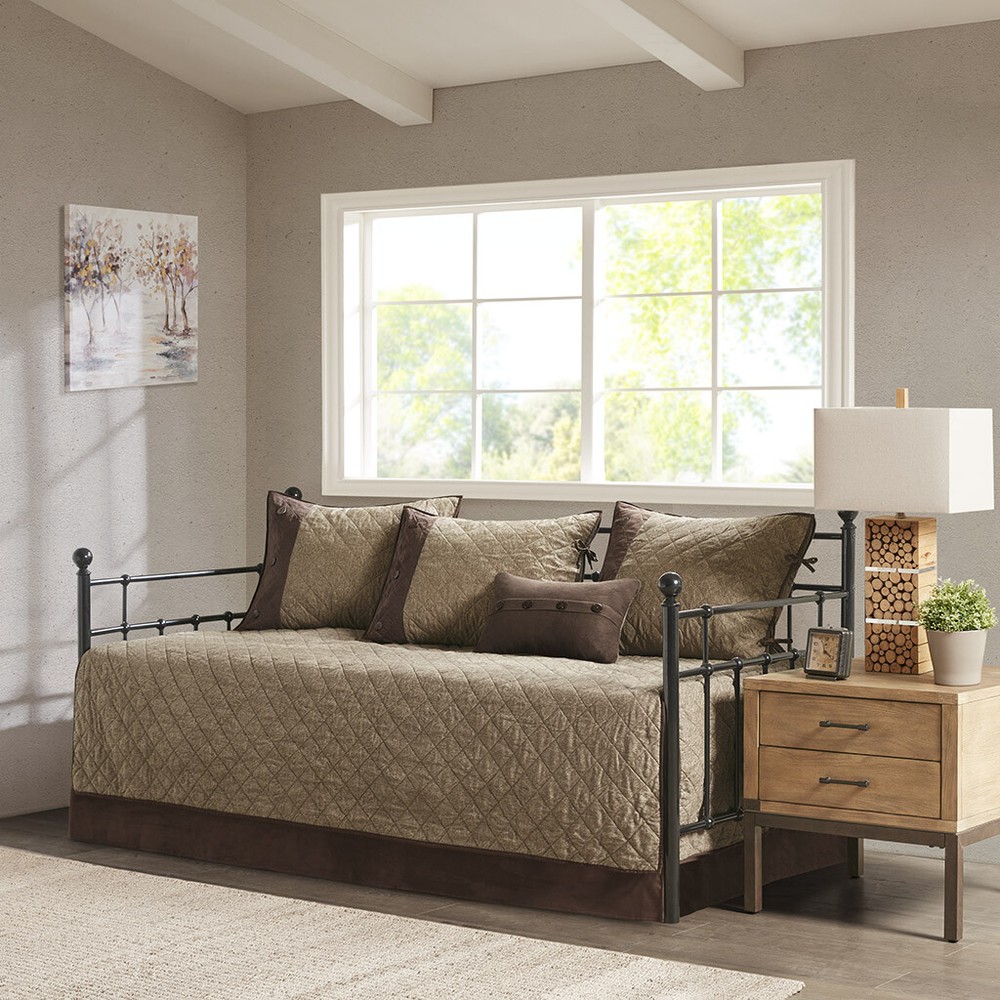 Madison Park 6 Piece Rustic Style Reversible Daybed Cover Set for Guest Room