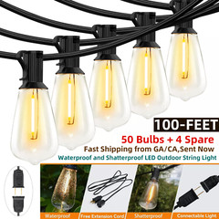 50FT – 500FT LED Outdoor String Lights Dimmable Waterproof ST38 LED Patio Lights