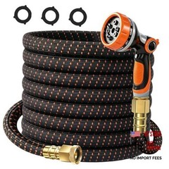 50FT Flexible Garden Hose & 10Modes Nozzle,None Expanding 50 Feet Orange-Black