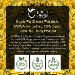 Organic Way St. John’s Wort Whole – Organic, Kosher & USDA Certified