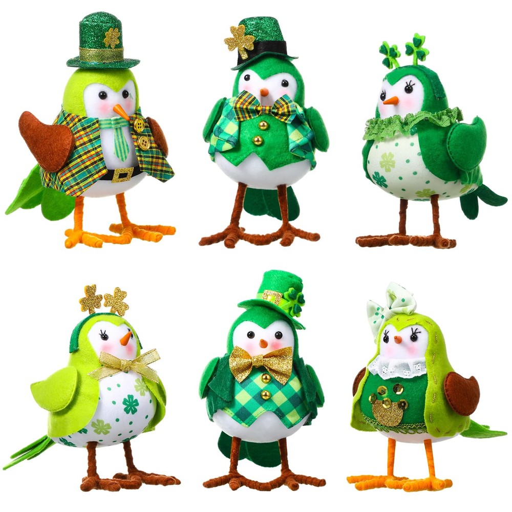 Capoda 6 Pcs Plush Bird Decorations Bird Figurines Doll Table Ornament Plush