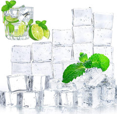 Clear Fake Ice Cubes, 20 PCS 0.8″ Plastic Ice Cubes Acrylic Clear Ice Rock