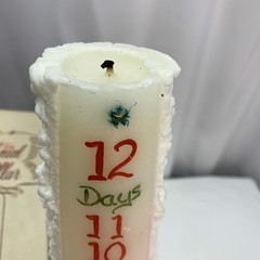 Large Colonial Pillar 14 in White Candle made USA 12 Days of Christmas Used Vtg
