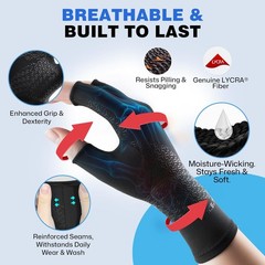 Compression Arthritis Gloves with 23% LYCRA for Pain, Fingerless Carpal Tunnel