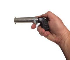 1 BANG GUN RED FLAG Clown Comedy Gag Toy Joke Stage Prop Joker Fake Metal Pistol