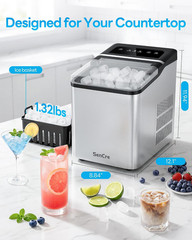 Ice Makers Countertop, 26.5Lbs/24H Ice Machine with 2 Sizes Bullet Ice, 9 Ice Cu