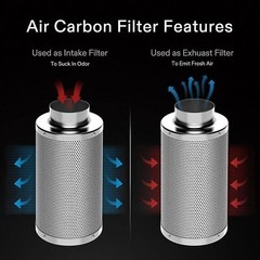 Vivosun 4/6/8″ Air Carbon Filter 38mm Charcoal Bed w/ Pre-Filter for Inline Fan