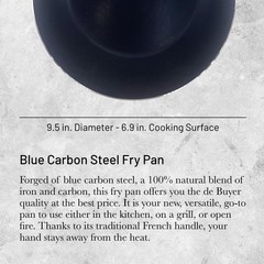 Home Cooking Blue Carbon Steel Fry Pan 9.5 – Oven Safe Made France