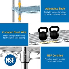 5 Tier Wire Shelving Unit Adjustable NSF Heavy Duty Metal Shelf Storage Rack