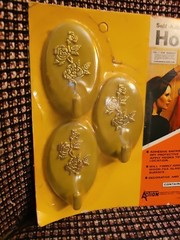 Coat Hook Hanger Green Gold Floral Action 1970s NOS Wall Home Decor Vintage Prop