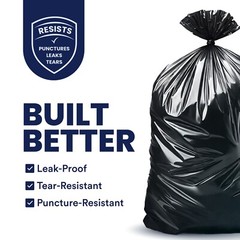 Plasticplace 55-60 Gallon Trash Bags, 1.0 Mil – Black, Case of 100
