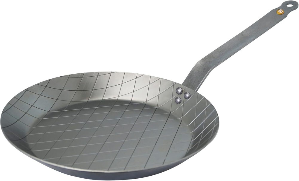 De Buyer 5616.24 Mineral B Round Carbon Steel Steak Nonstick Fry Pan, 9.5 inches