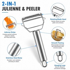 Stainless Steel Dual-Blade Vegetable Peeler & Julienne Slicer for Fruit & Veggie
