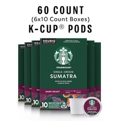Starbucks K-Cup Coffee Pods, Dark Roast Coffee, Sumatra for Keurig (60 pods )