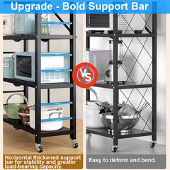 5-Tier Foldable Shelving Unit on Wheels 397LBS Heavy Duty Metal Storage Rack
