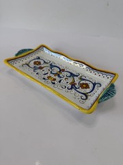 Vtg Grazia Deruta Italy Majolica Hand Handled Rectangular Serving Platter Tray