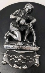 Wall Mounted Aquarius Silver Plaque Made In Mexico 7.5 In H 4.25 In L