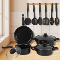 13PCS Kitchen Pots & Pans Set Nonstick Induction Cookware Utensils Pot with Lid