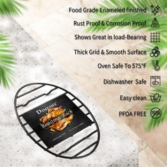 Roasting Rack, Black with Integrated Feet, Enamel Finished, Nonstick, (10”x6.5”)