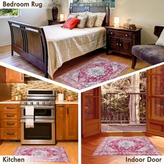 2×3 Machine Washable Area Rug for Entryway, Small Boho Neutral Rug for Front …