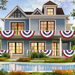 2 Pack USA Pleated Fan Flag 3X6 Feet American US Bunting Flags Half Fan Banner