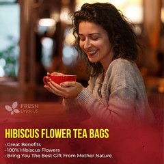, Premium 140 Hibiscus Flowers Tea Bags, 100% Natural, Handmade & Pure from Hibi
