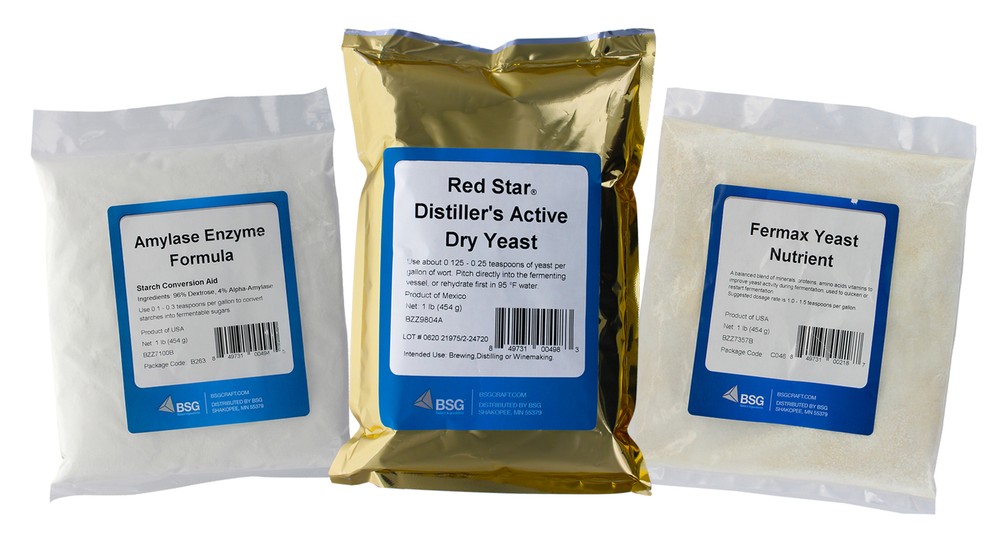 1lb Amylase Enzyme – 1lb DADY Distillers Yeast – 1lb Fermax Nutrient