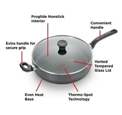 T-fal Easy Care Nonstick Cookware, Jumbo Cooker, 5 Quart, Grey