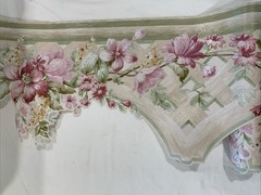 4 Village Wallpaper Border 5805742 Scalloped Pink Floral 9.5″ Cottage Victorian