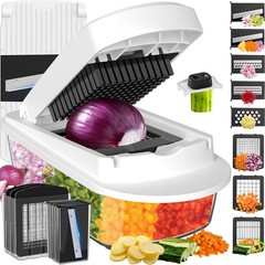 8 Blade All-in-1 Vegetable Chopper Mandoline Slicer with Container, Food Chop…