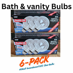 QTY 2- Feit ELECTRIC 40-Watt G25 120v (Clear) 6 bulbs, Bath & vanity