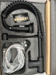 Black kitchen faucet with pull down open box unused