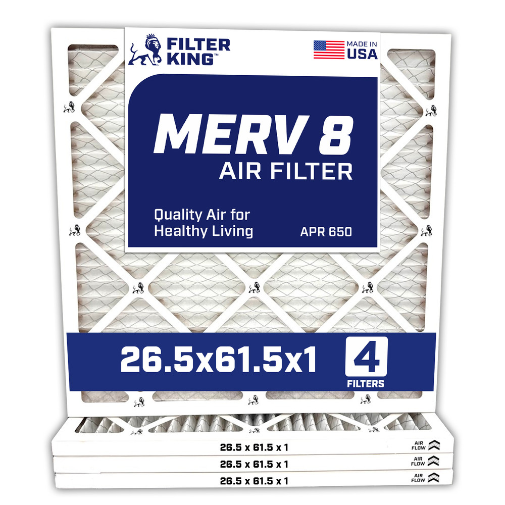 Filter King 26.5×61.5×1 Air Filter 4-PACK MERV 8 Actual Size 26.5 x 61.5 x .75″