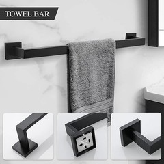 Matte Black 4-Piece Complete Bathroom Accessory Set Towel Bar & Hardware Kit