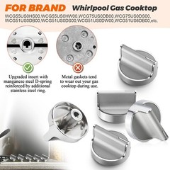 W10594481 Stainless Steel Stove knob for Whirlpool Gas Cooktop Range/Oven