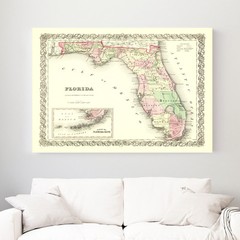 Old Map of Florida 1855 – Vintage Florida Art