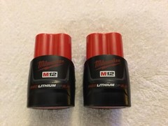 2 New Genuine Milwaukee 48-11-2420 Batteries 12 Volt 2.0Ah M12 Red Lithium Ion
