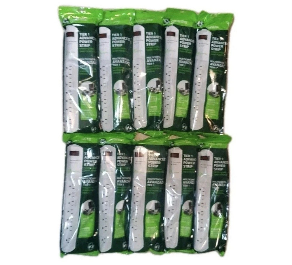 (LOT OF 10) Greenlite Tier 1 Advanced 7 Outlet Surge Protecting Power Strips NEW