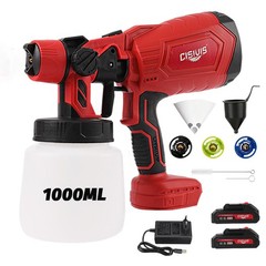 With 2 Batteries High Pressure Cordless Paint Sprayer Electric HVLP Spray Gun.