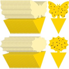 48PCS Sticky Fruit Fly Traps, Fungus Gnat Killer Trap use Indoor Outdoor