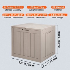 31gal multi-use waterproof deck box 22.09×17.09×20.87in 170lb capacity grey