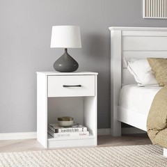 Ardent Nightstand Bedside Table with 1 Drawer End Side Table Bedroom White