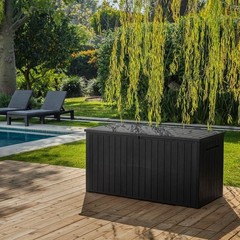 Keter 170 Gal. Resin Deck Box Large Indoor/Outdoor Storage – Graphite