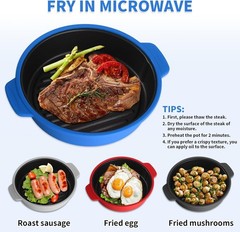 Microwave Grill Pan, Fry Griddle Crisper Pan with Lid for Grilling Browning a…