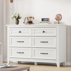 6 Drawer Dresser 47 Inch Wooden 6 Colors Freestanding Storage Chest Entryway
